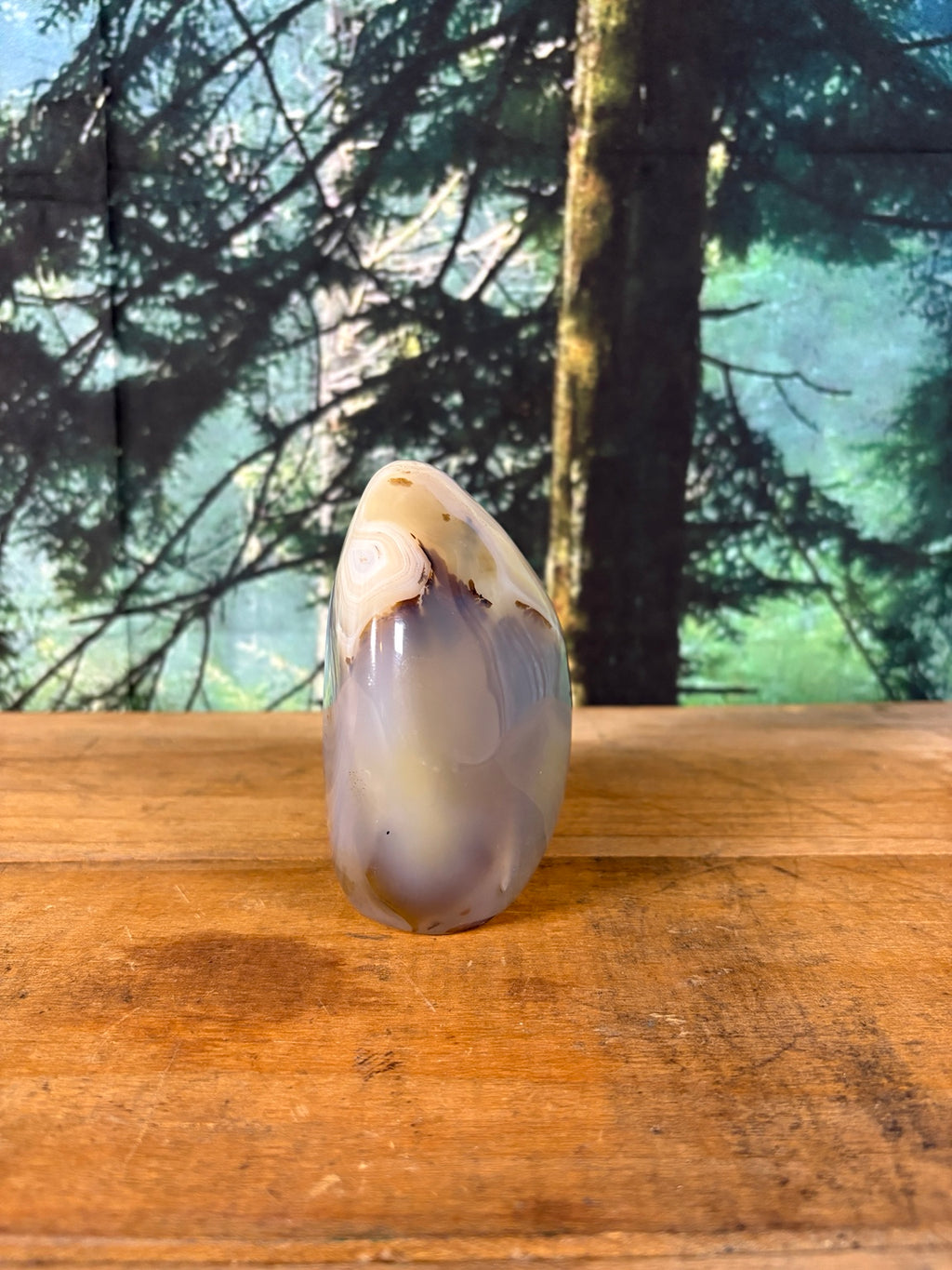 Cream and lavender banded agate freeform opposite side