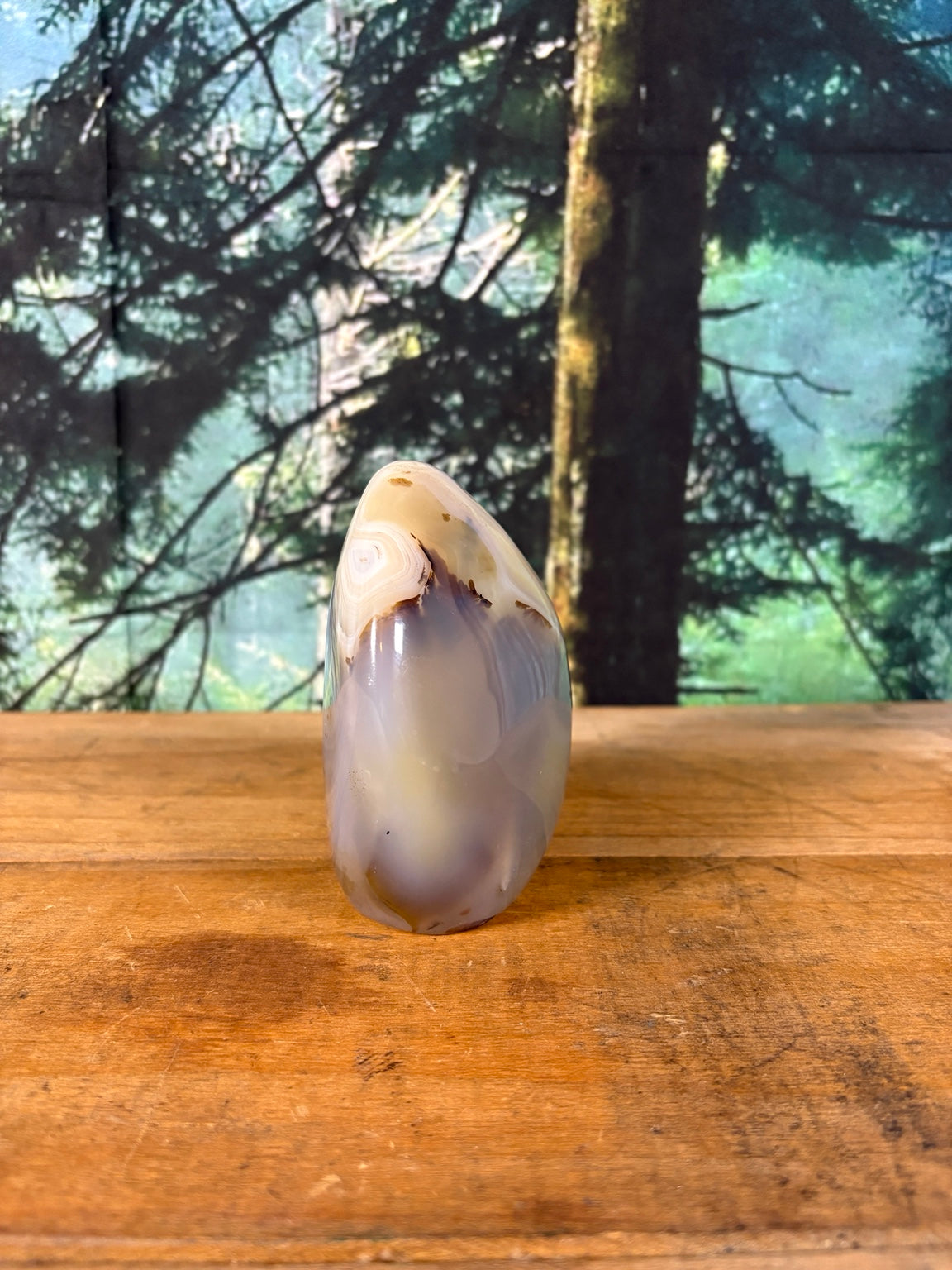 Cream and lavender banded agate freeform opposite side