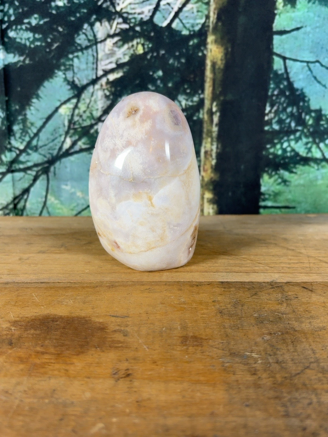 Pink Flower Agate Druzy Freeform front view