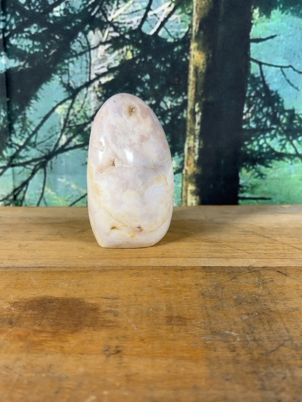 Pink Flower Agate Druzy Freeform opposite side