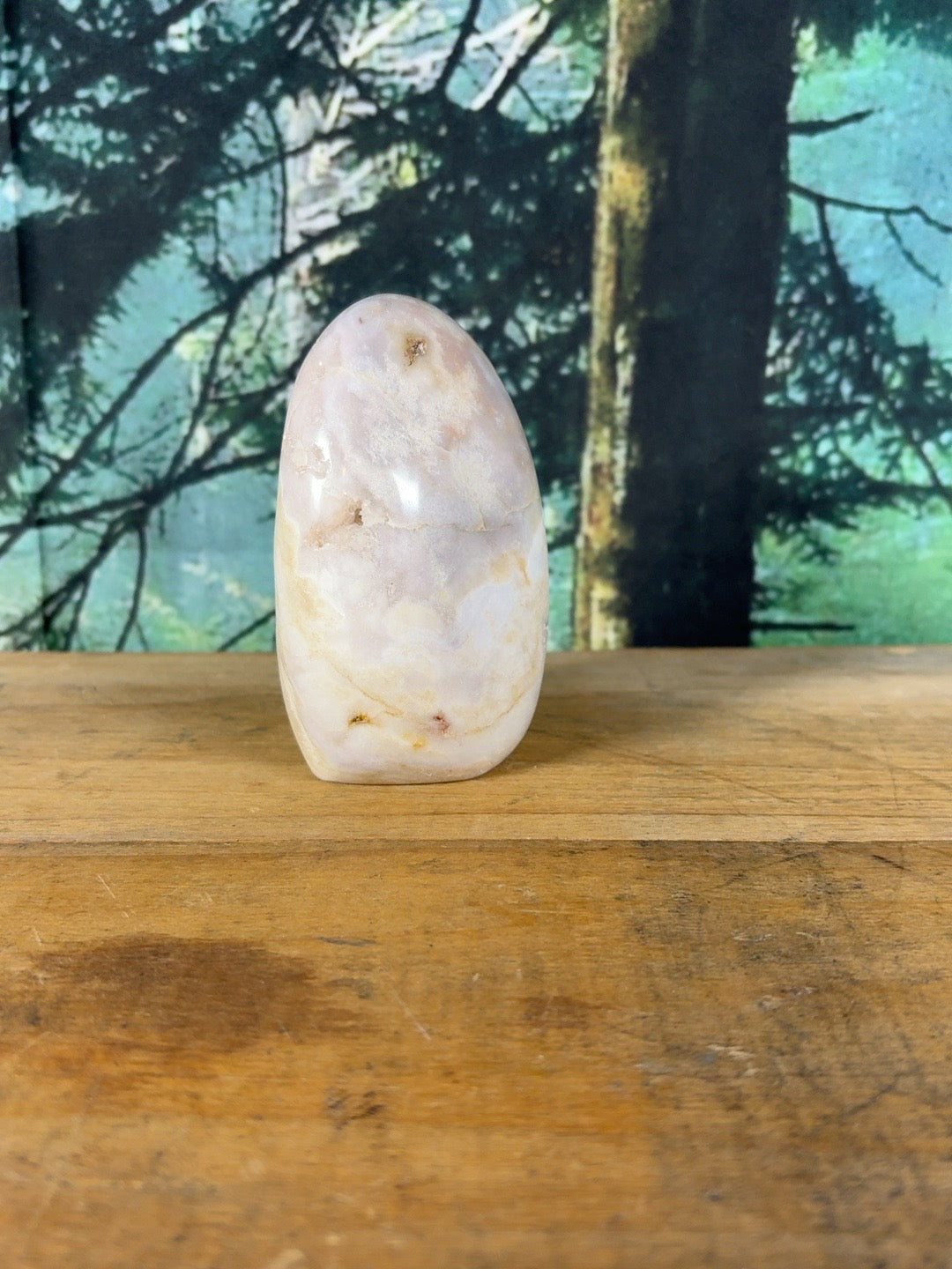 Pink Flower Agate Druzy Freeform opposite side
