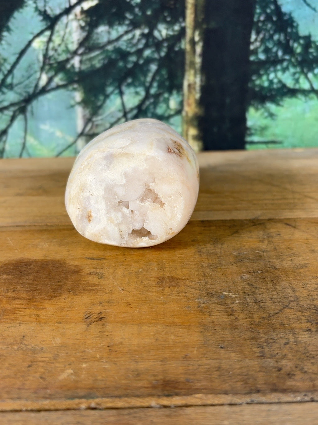 Pink Flower Agate Druzy Freeform druzy base detail