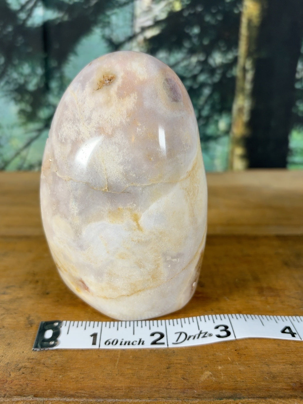 Pink Flower Agate Druzy Freeform measurement height