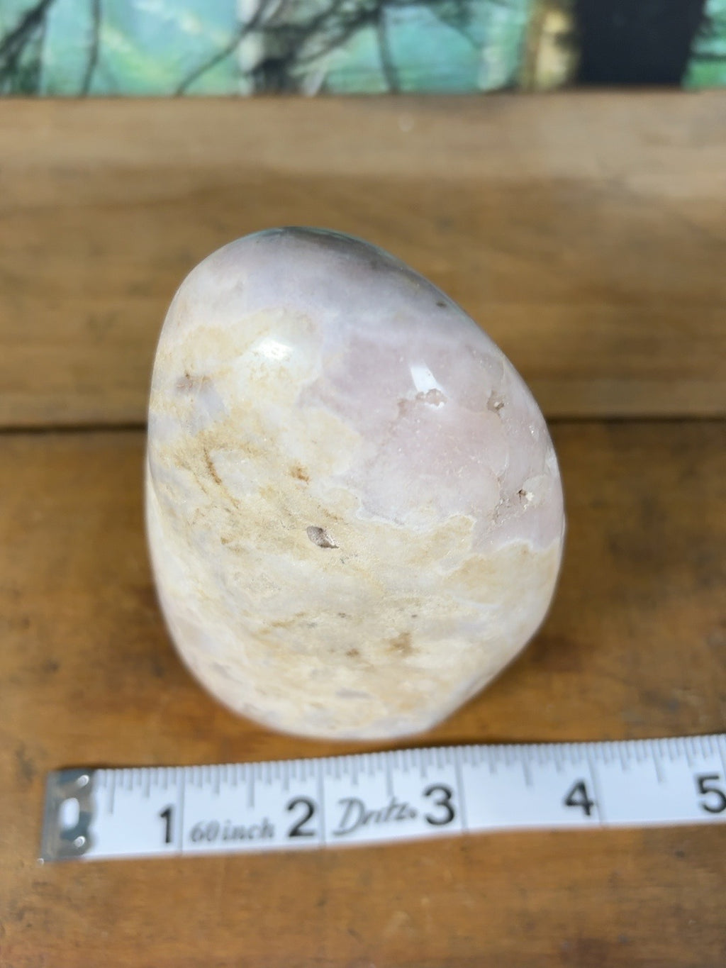 Pink Flower Agate Druzy Freeform top angle