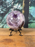 Large chevron amethyst sphere, 2 lb 12.8 oz – front view