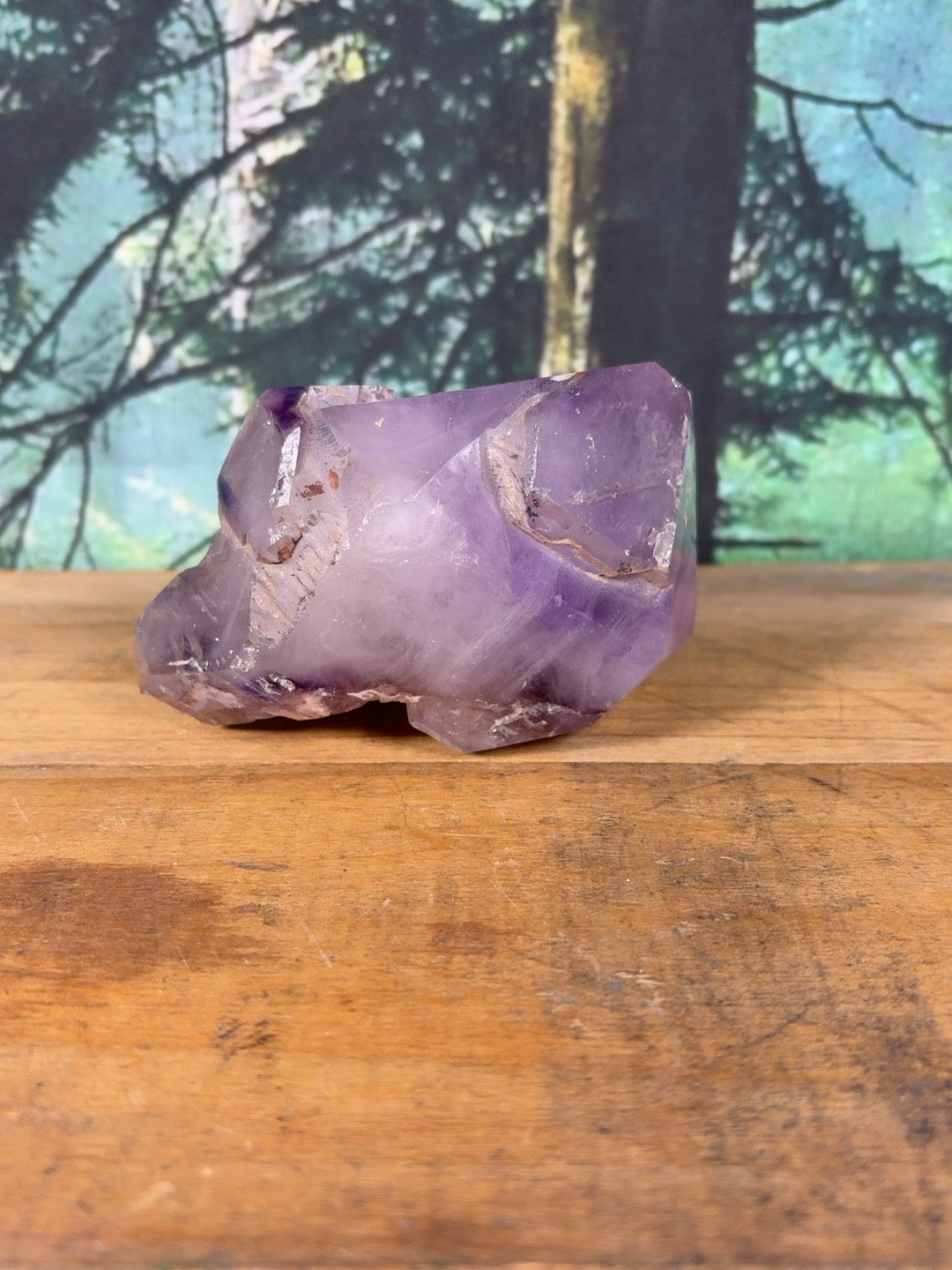 Large Amethyst multi-point crystal cluster showing lavender points, front view