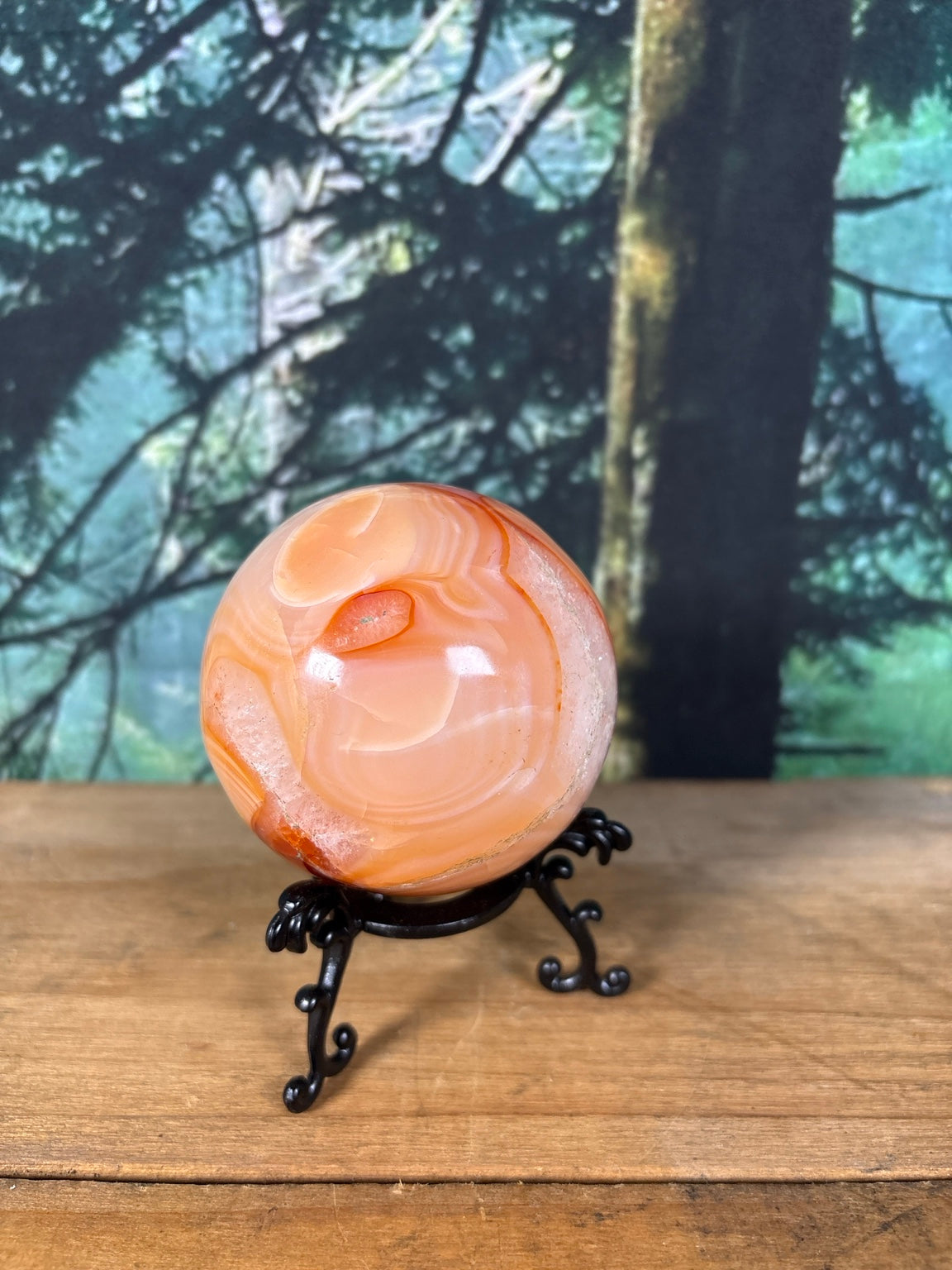 Peach Carnelian Agate sphere side view
