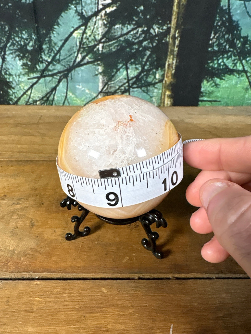 Carnelian Agate druzy sphere scale detail