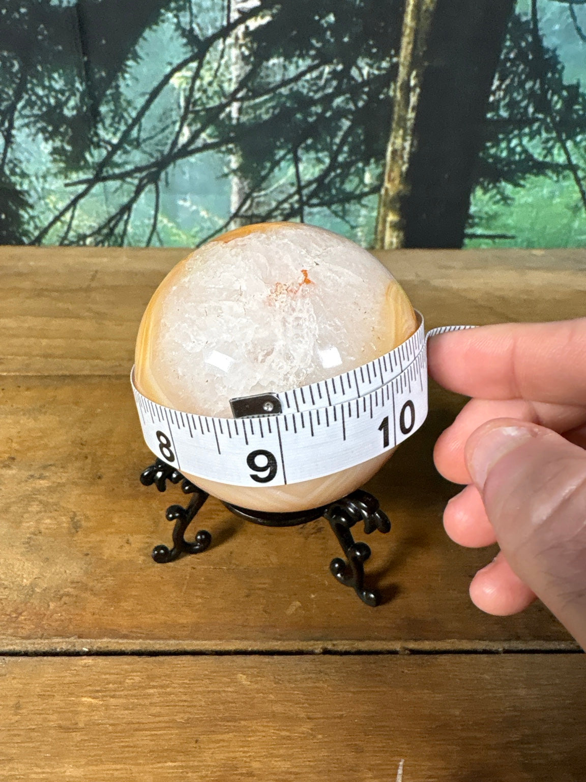 Carnelian Agate druzy sphere scale detail