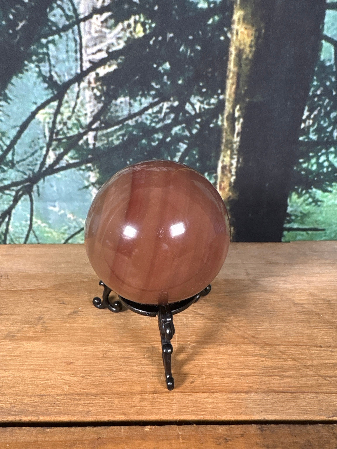 Coffee Calcite sphere warm cocoa banding