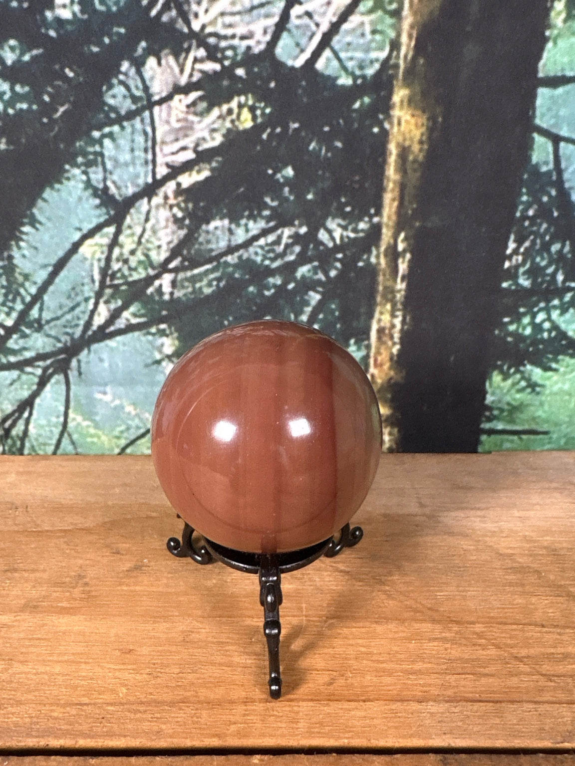 Coffee Calcite sphere natural curved bands