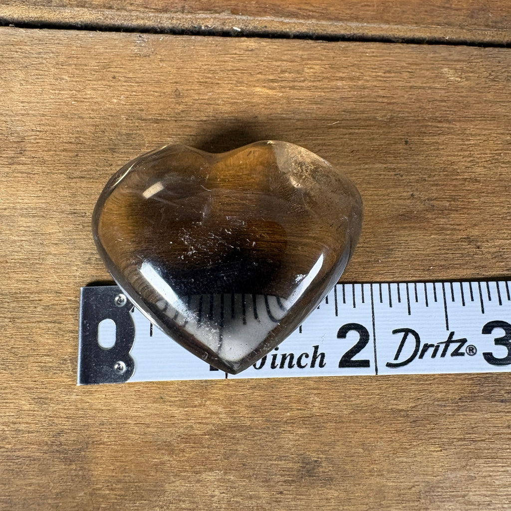 Smoky quartz heart approximately one and a half inches wide