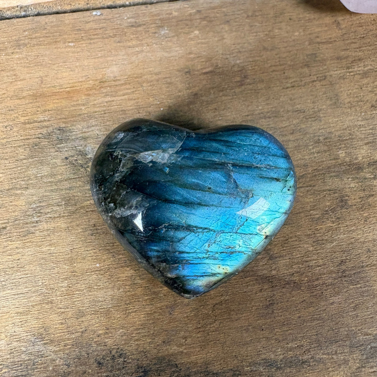 Blue flash labradorite polished crystal heart