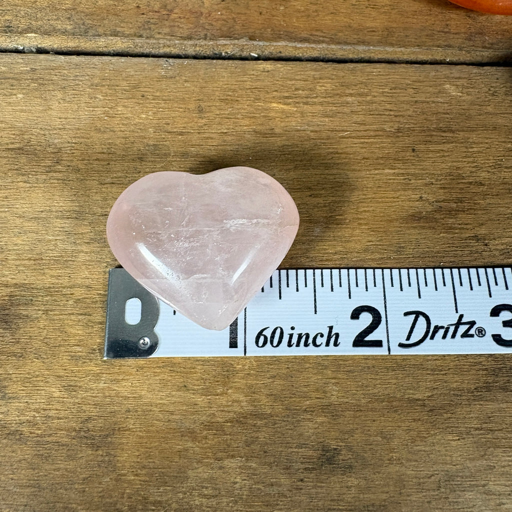 Rose quartz heart approximately one and a half inches wide