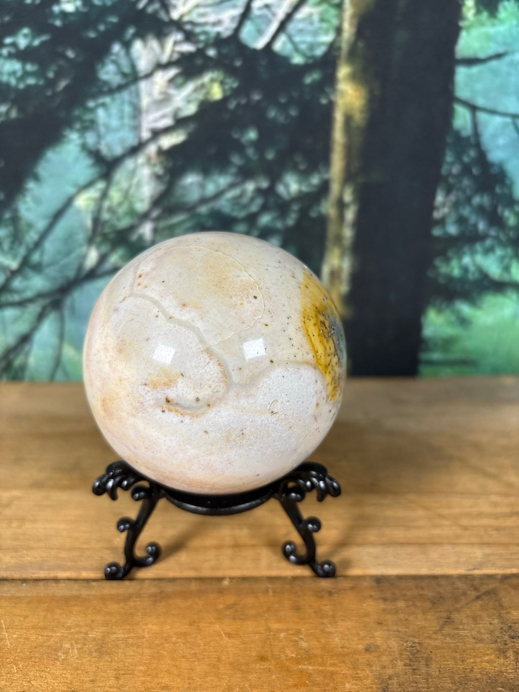 Ocean Jasper sphere orbicular pattern side view