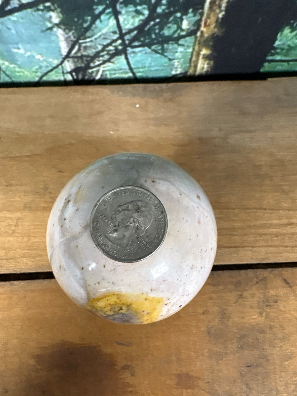 Ocean Jasper sphere quarter coin scale view