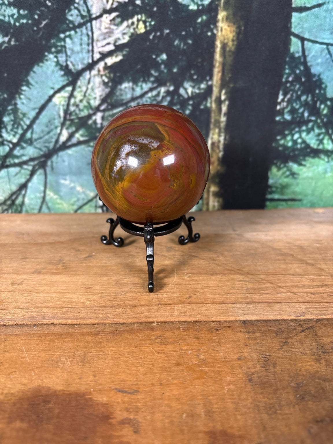 Cherry Creek Jasper sphere circular scenic pattern