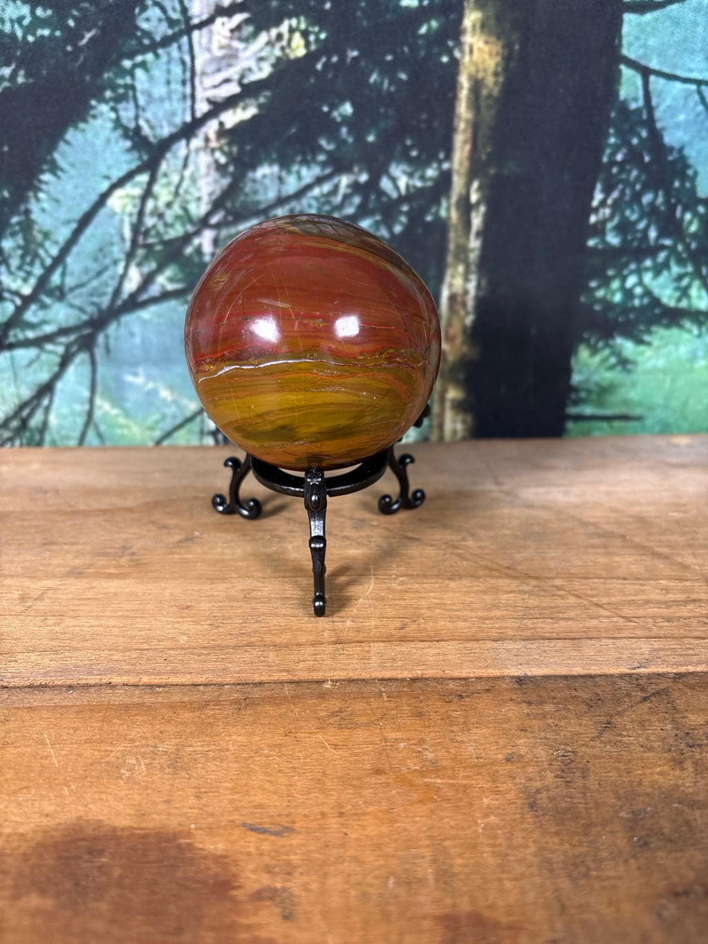 Red Creek Jasper polished sphere horizontal landscape bands