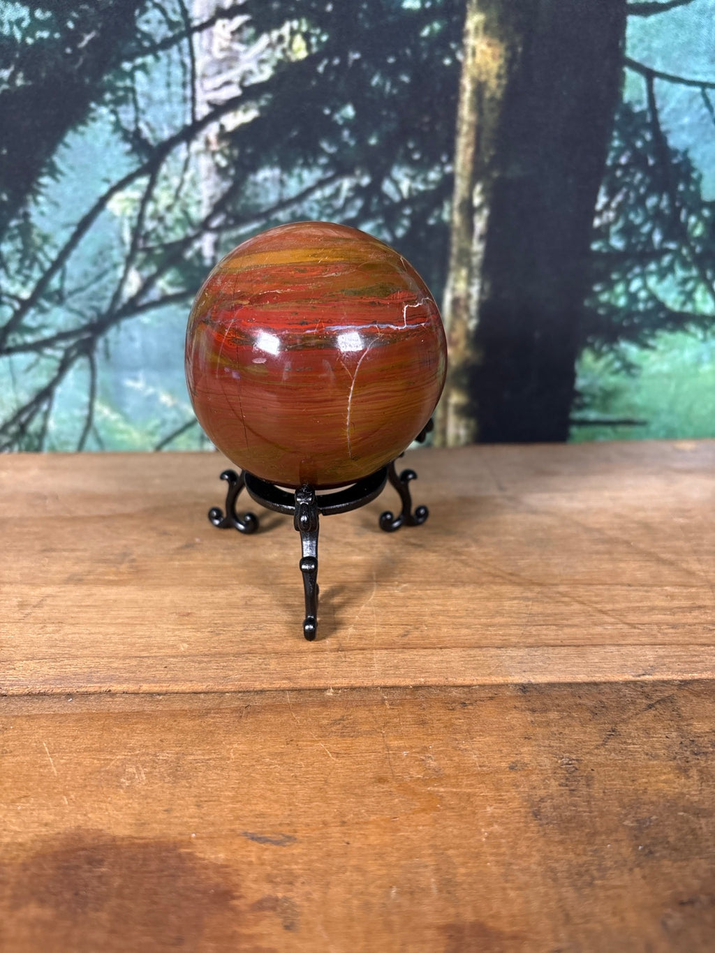 Cherry Creek Jasper sphere natural vein and layered pattern