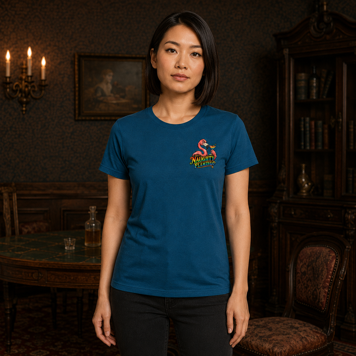 Go Fish Deep Teal unisex graphic T-shirt female front