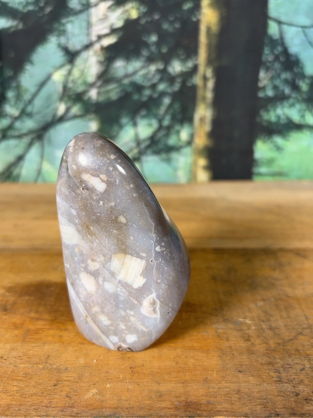 Lavender gray flower agate freeform, 11 oz – view 4