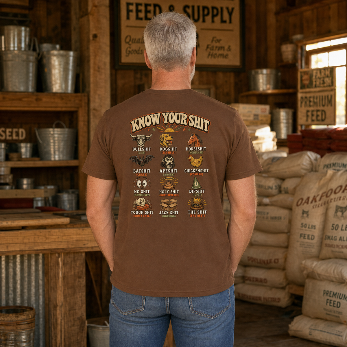 Know Your Shit Chestnut unisex graphic T-shirt male back