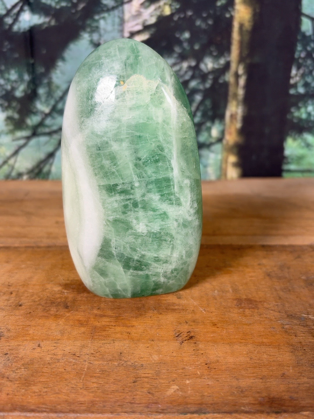 Mint green fluorite freeform, 15.6 oz – view 1