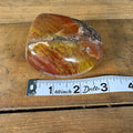 Brecciated mookaite jasper freeform mustard orange and red front view