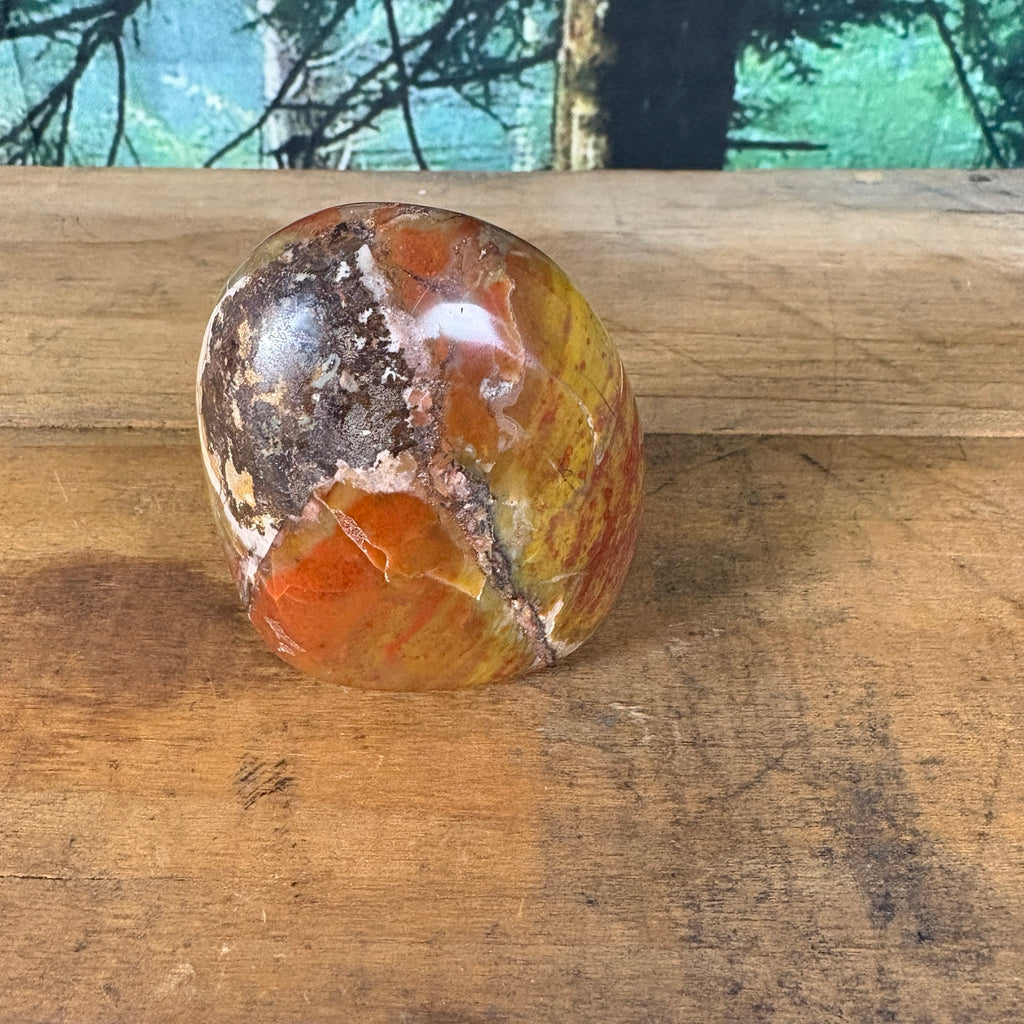 Brecciated mookaite jasper freeform standing view