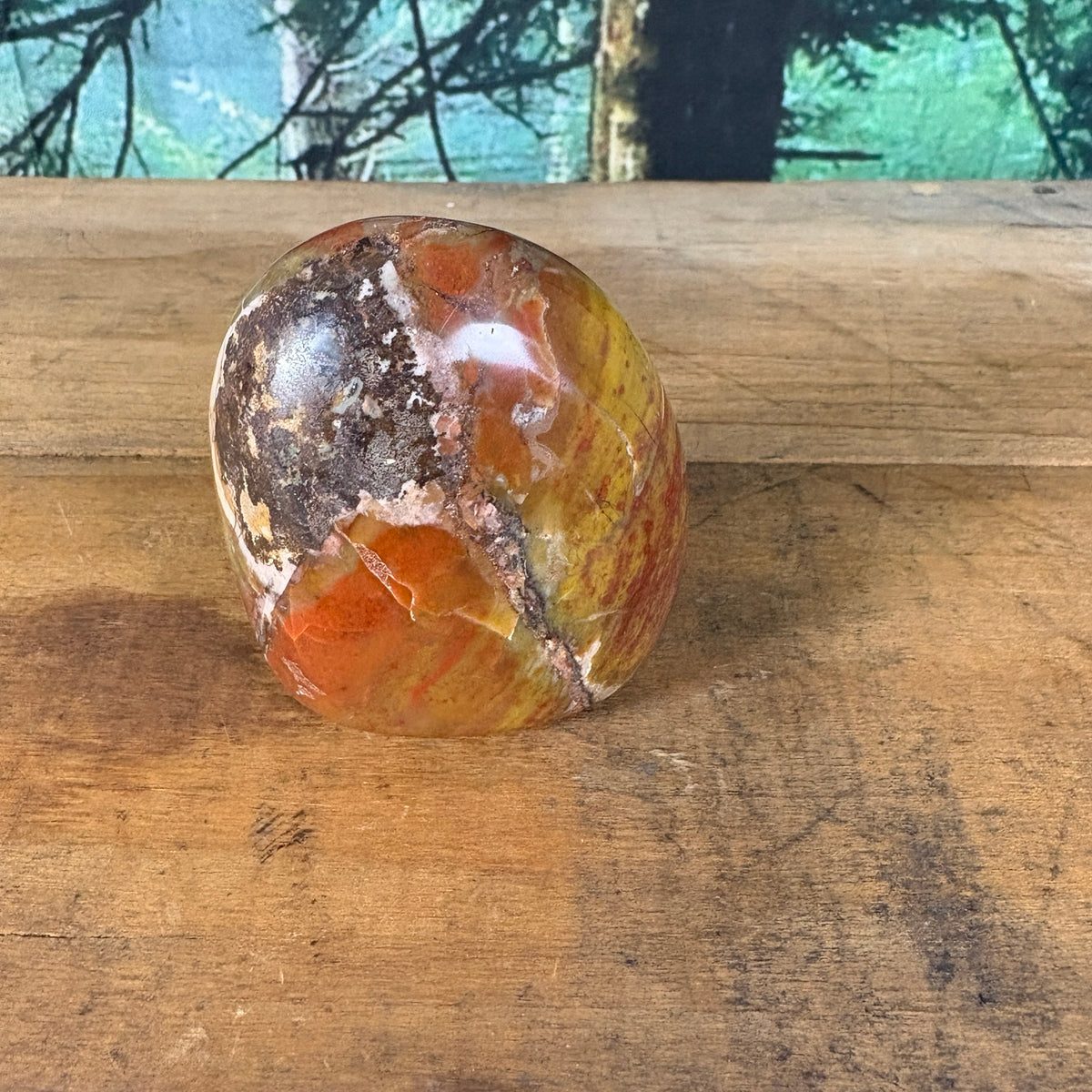 Brecciated mookaite jasper freeform standing view