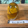 Mustard yellow mookaite jasper freeform front view