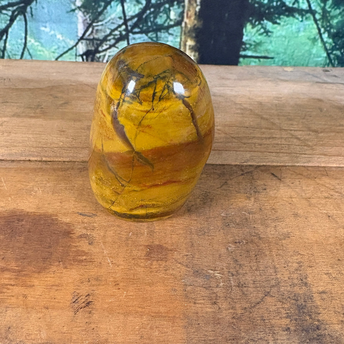 Mustard yellow mookaite jasper standing freeform