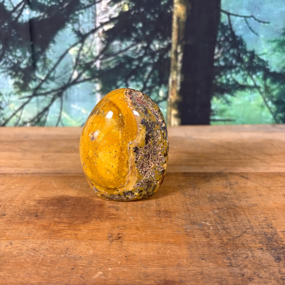 Orbicular mookaite jasper freeform mustard and brown featured view