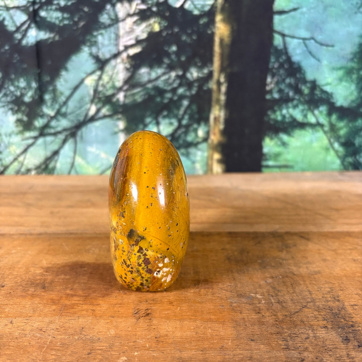 Mustard yellow mookaite jasper side view