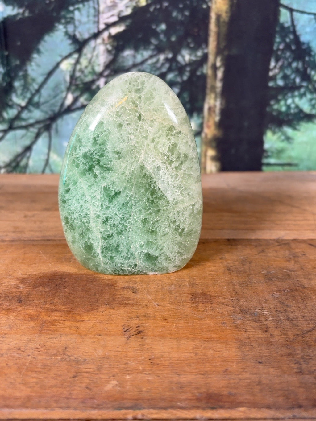 Pale green fluorite freeform, 13.7 oz – view 1