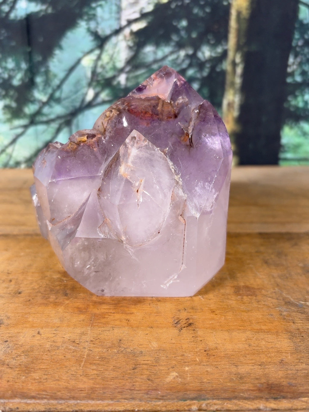 Large polished amethyst multi-point cluster, 2 lb 6.9 oz – front view
