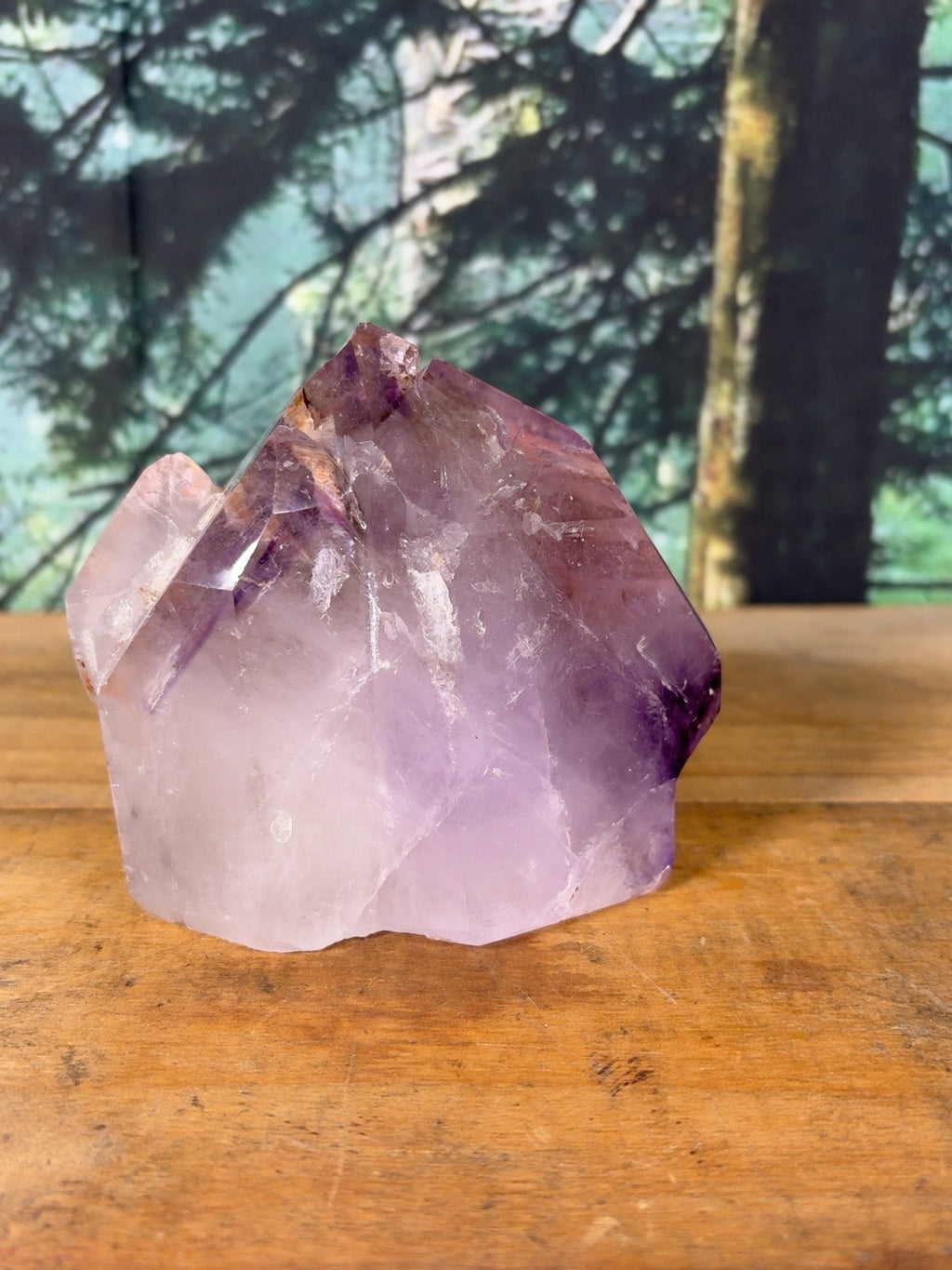 Polished lavender amethyst crystal cluster – view 2
