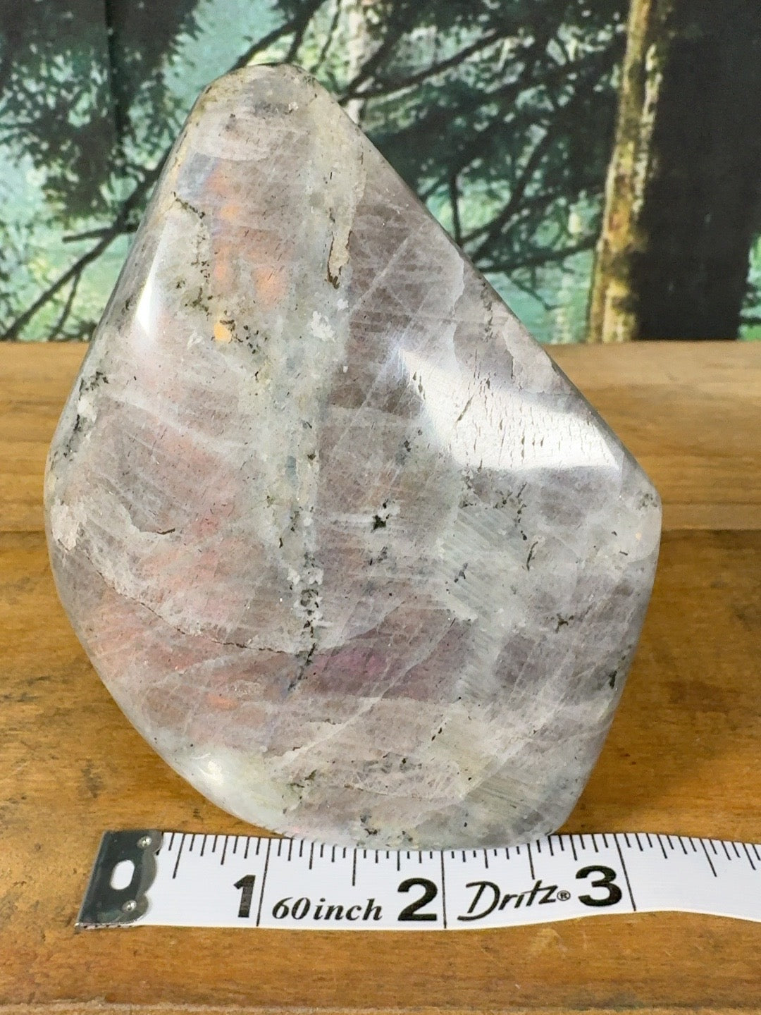 Pink flash rainbow moonstone freeform RBM-FR-001 view 7