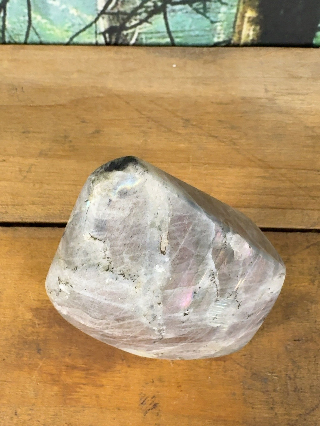 Pink flash rainbow moonstone freeform RBM-FR-001 view 9