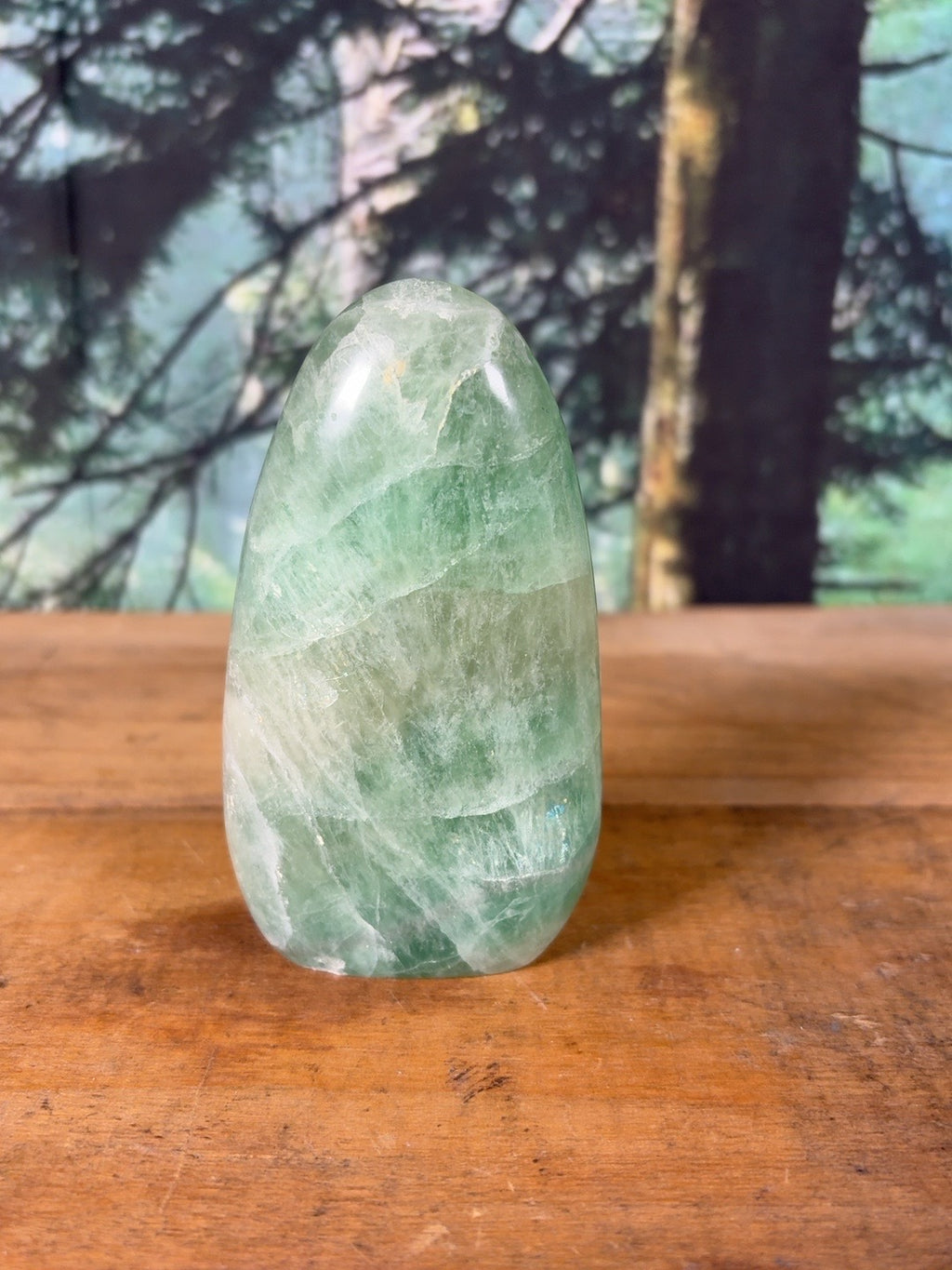 Translucent mint green fluorite freeform, 10.7 oz – view 1