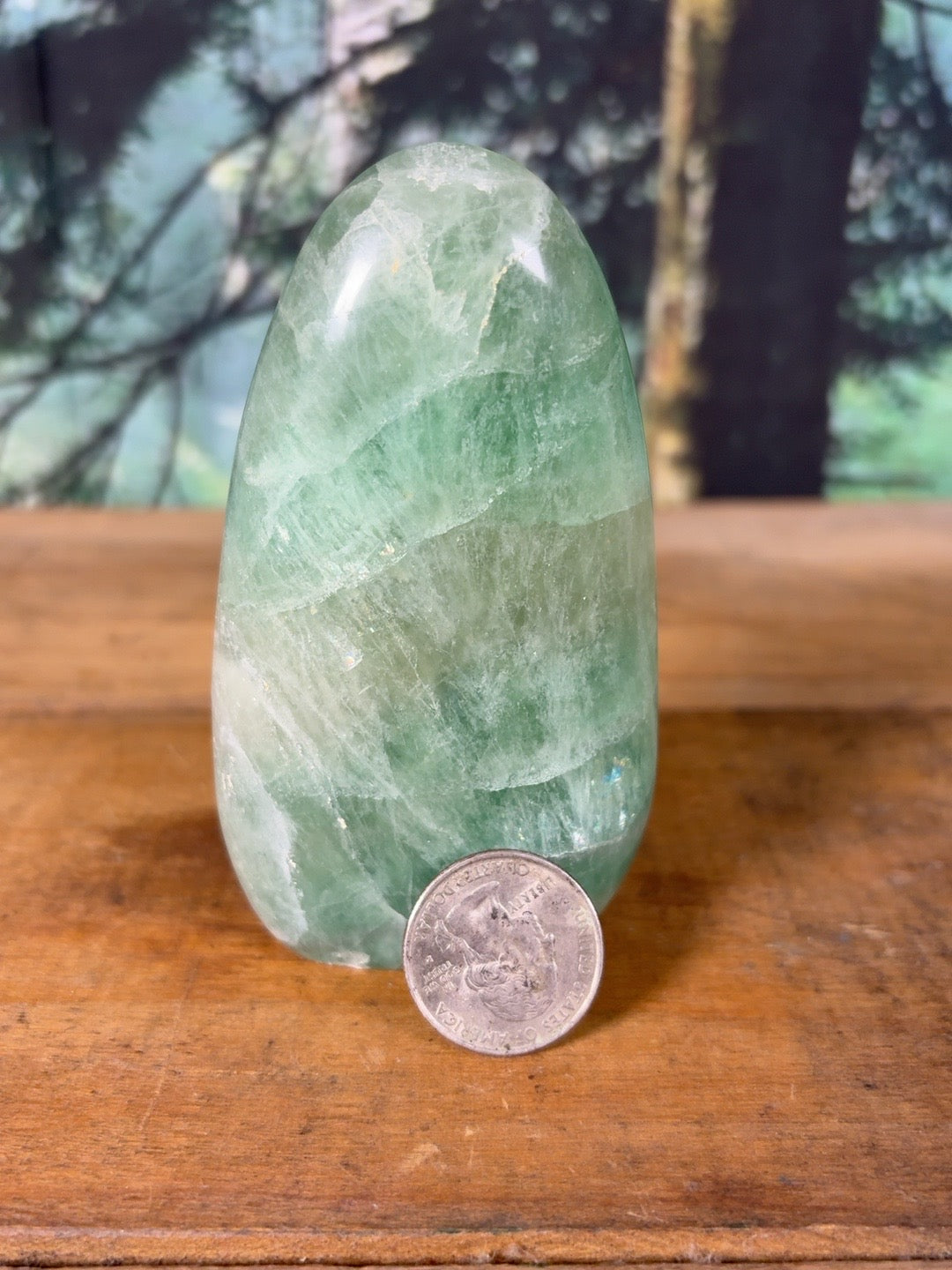 Translucent mint green fluorite freeform, 10.7 oz – view 5