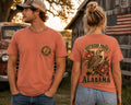 Male front and female back view of Yellowhammer Southern Proud Alabama Sunset T-shirt